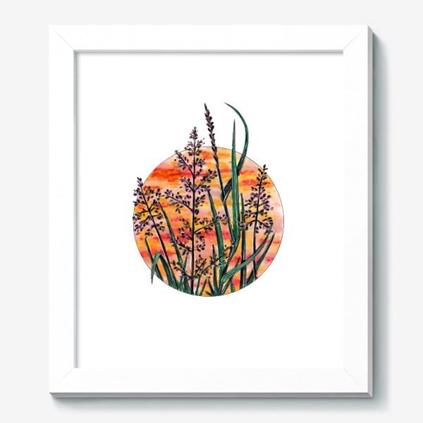 Картина «Летние травы, трава, закат»