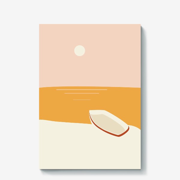 Холст &laquo;Абстракция пляж, море, лодка и солнце&raquo;