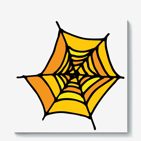 Холст &laquo;паутина, круглая оранжевого цвета, с черными линиями веселый паутина для детского  хэллоуина&raquo;