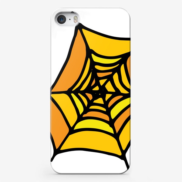 Чехол iPhone «паутина, круглая оранжевого цвета, с черными линиями веселый паутина для детского  хэллоуина»
