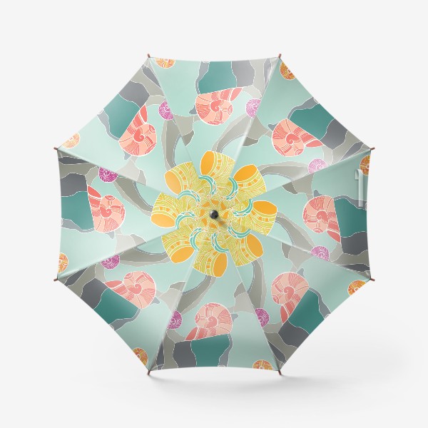 Зонт «Орнажевые и желтые ракушки»