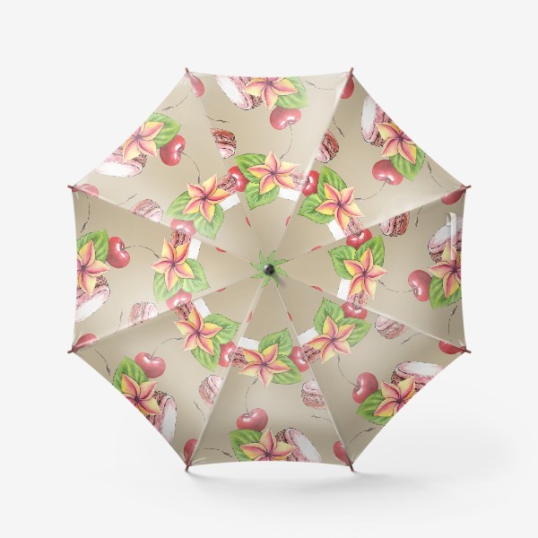 Зонт «Вишневый макарун в цветах»