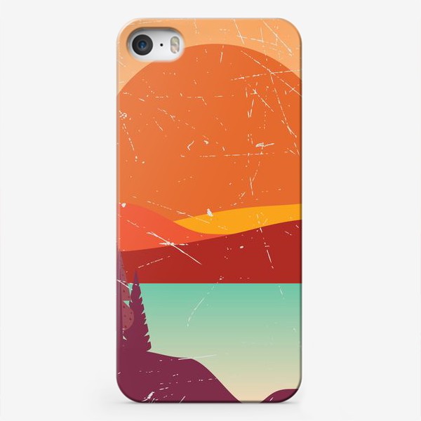 Чехол iPhone «Ретро Закат над озером»