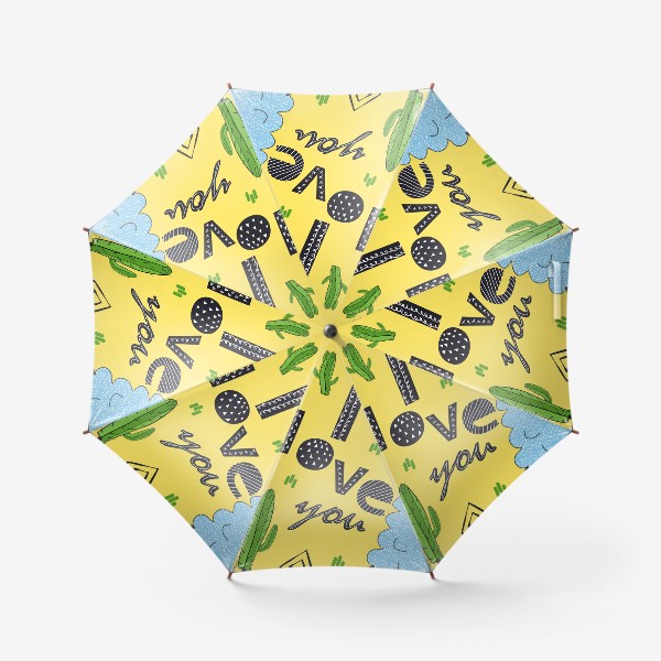 Зонт «Я тебя люблю. Лама и кактусы»