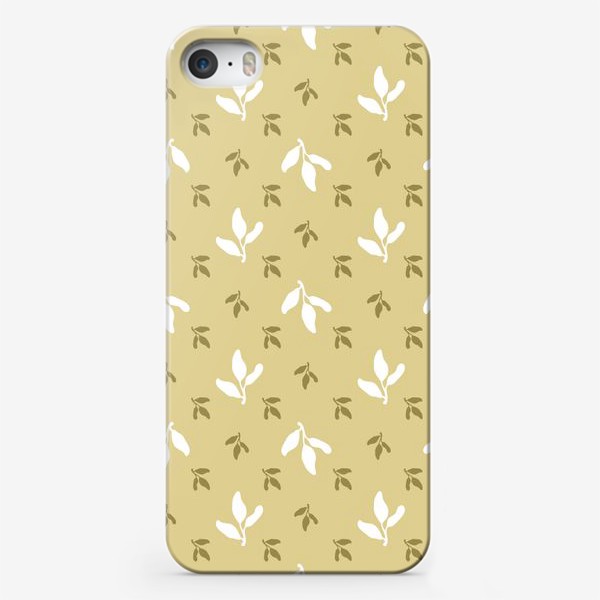 Чехол iPhone «Падают листья, зеленый паттерн»