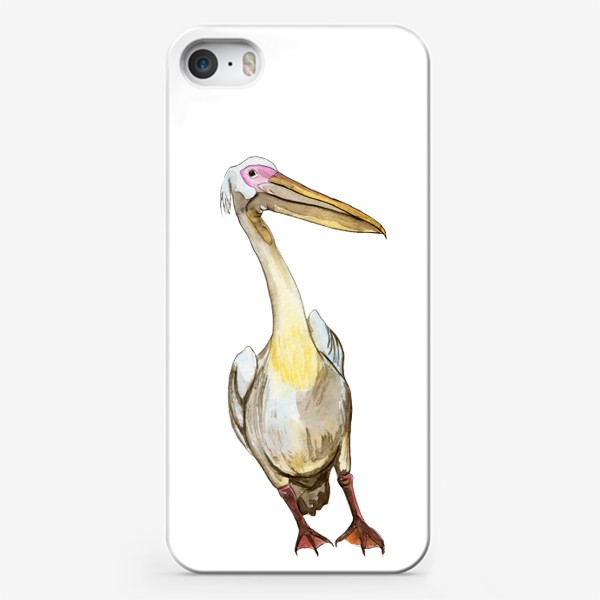 Чехол iPhone «Белый пеликан акварель»