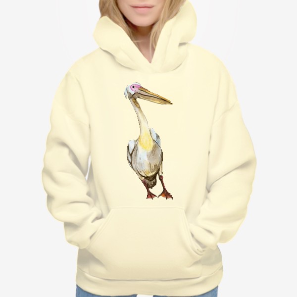 Худи «Белый пеликан акварель»
