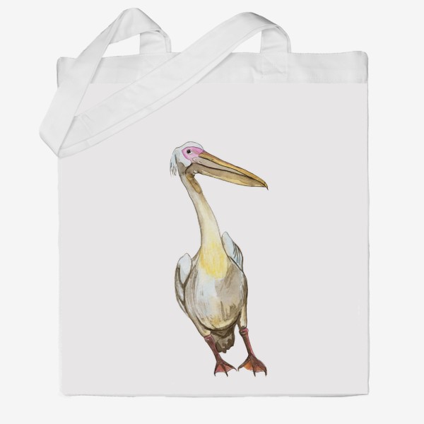 Сумка хб «Белый пеликан акварель»