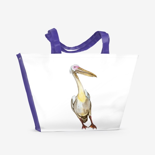 Пляжная сумка «Белый пеликан акварель»