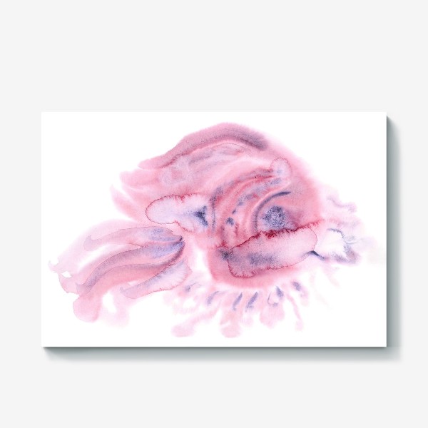 Холст «Stylized cartoon watercolor pink animal with violet eye - Мультяшное акварельное розовое животное с фиолетовым глазом»