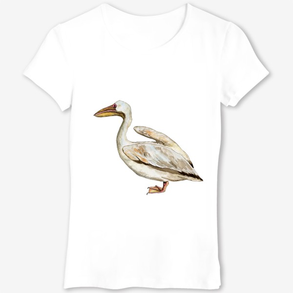 Футболка «Белый пеликан акварельная птица»