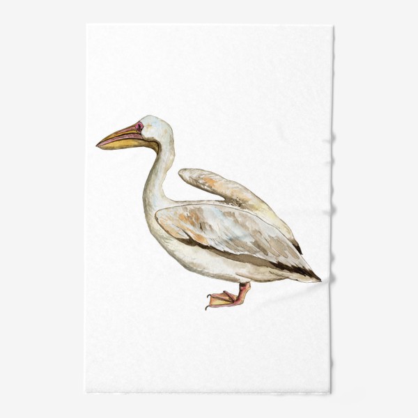 Полотенце «Белый пеликан акварельная птица»