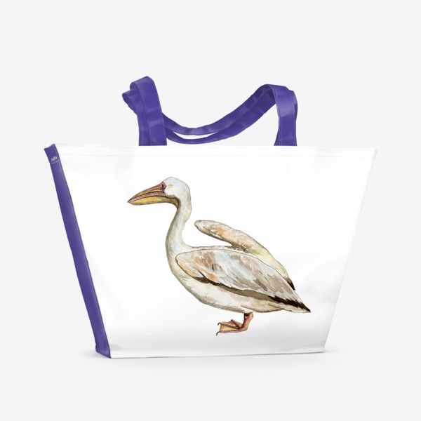 Пляжная сумка &laquo;Белый пеликан акварельная птица&raquo;