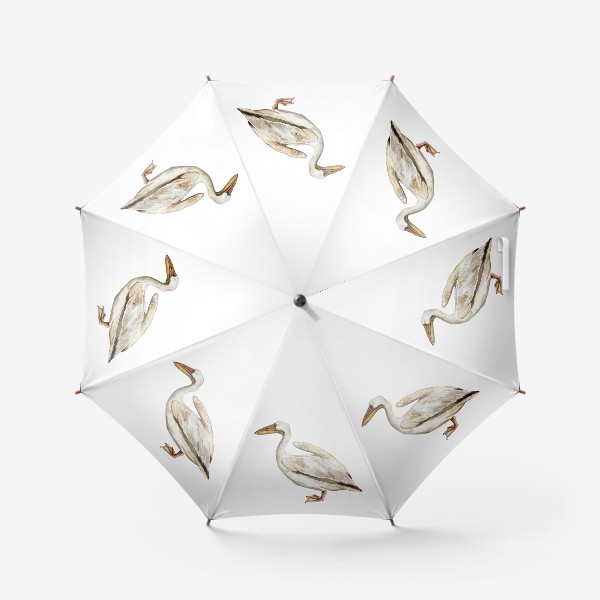 Зонт «Белый пеликан акварельная птица»