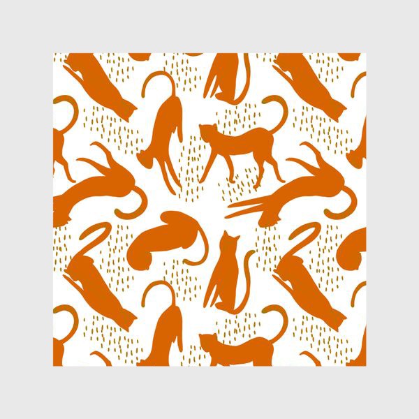 Шторы «Оранжевые леопарды на белом фоне - безшовный паттерн»