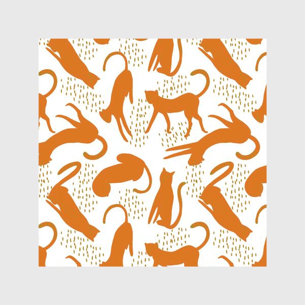Скатерть «Оранжевые леопарды на белом фоне - безшовный паттерн»