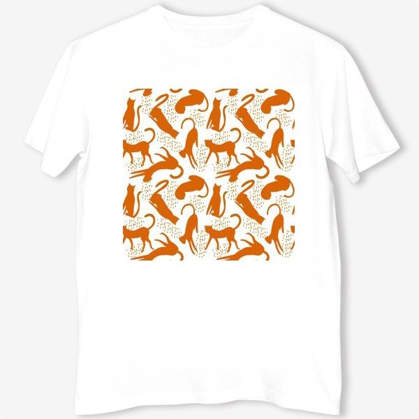 Футболка «Оранжевые леопарды на белом фоне - безшовный паттерн»