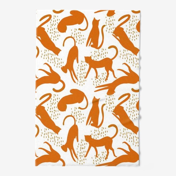 Полотенце «Оранжевые леопарды на белом фоне - безшовный паттерн»