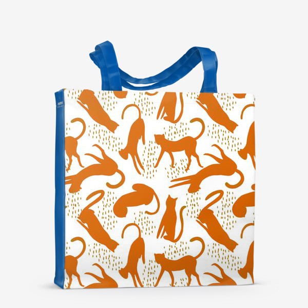 Сумка-шоппер «Оранжевые леопарды на белом фоне - безшовный паттерн»