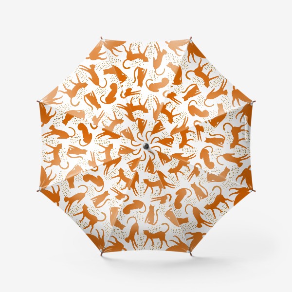 Зонт «Оранжевые леопарды на белом фоне - безшовный паттерн»