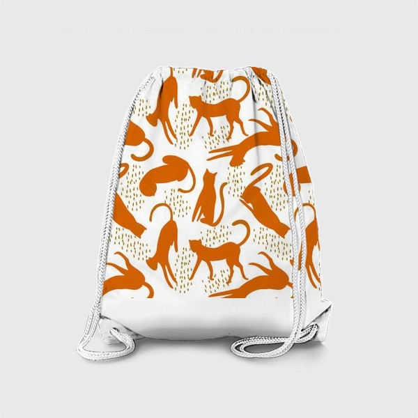 Рюкзак «Оранжевые леопарды на белом фоне - безшовный паттерн»