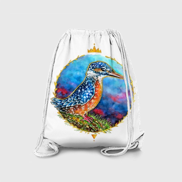 Рюкзак «Зимородок на красивом фоне, круглая иллюстрация»