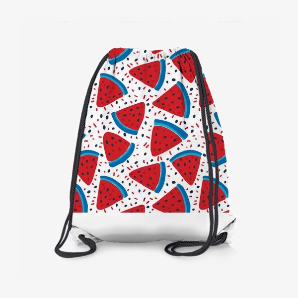 Рюкзак «Веселые арбузы на белом фоне - синий и красный паттерн»