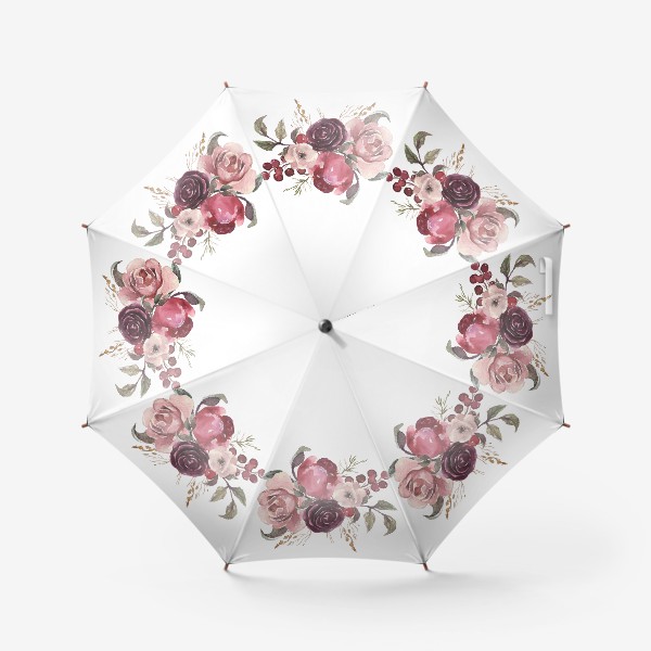 Зонт «Цветы акварель розы и пионы»