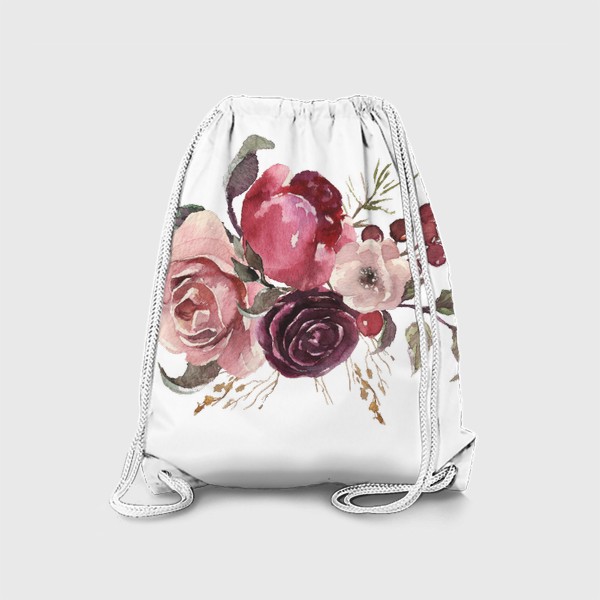 Рюкзак «Цветы акварель розы и пионы»