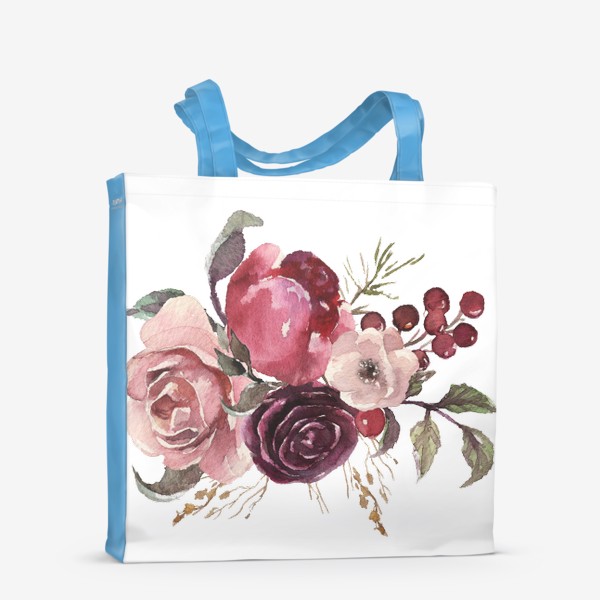 Сумка-шоппер «Цветы акварель розы и пионы»