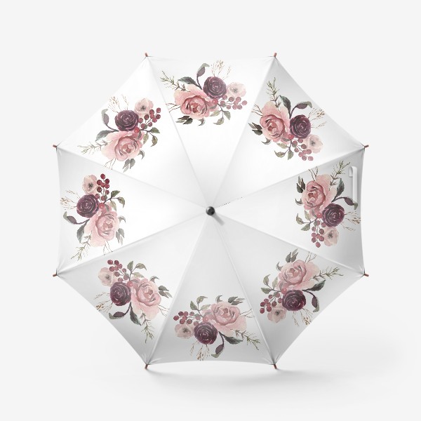 Зонт «Пионы розы акварель»