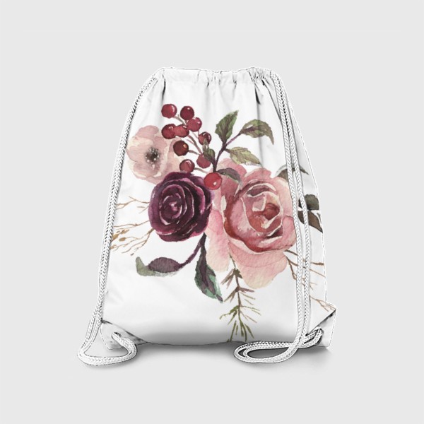 Рюкзак «Пионы розы акварель»