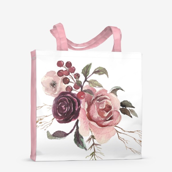 Сумка-шоппер «Пионы розы акварель»