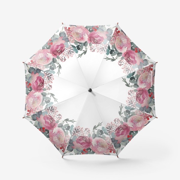 Зонт « букет пионов  Акварельные цветы»