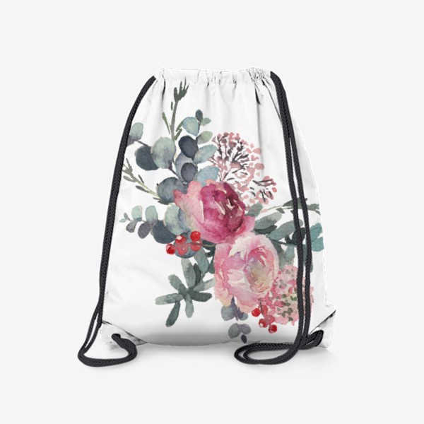 Рюкзак « букет пионов  Акварельные цветы»