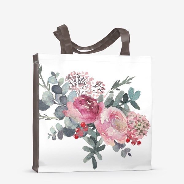 Сумка-шоппер « букет пионов  Акварельные цветы»