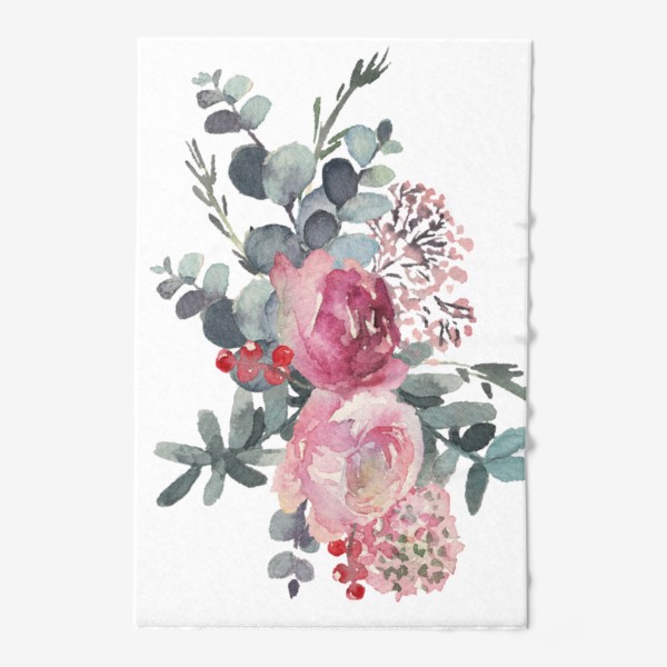 Полотенце « букет пионов  Акварельные цветы»