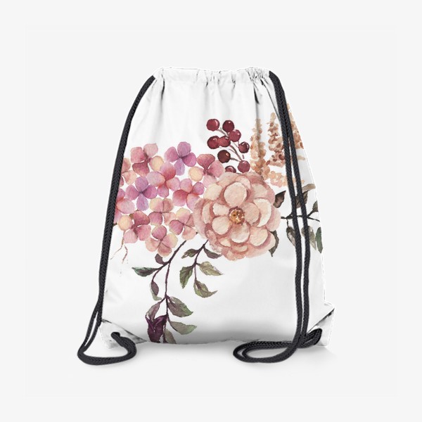 Рюкзак «Букет цветов пионы и розы акварель»