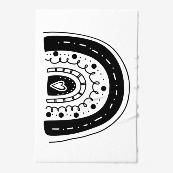 Полотенце &laquo;радуга в стиле скандинавии, простая черная графика с сердечком и линиями милый элемент&raquo;