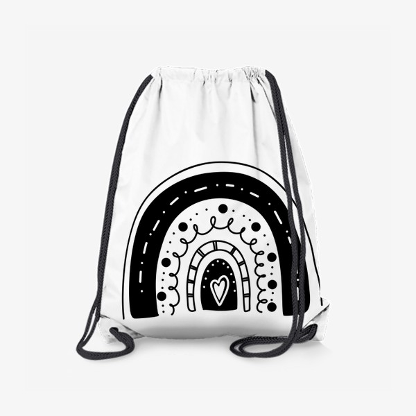 Рюкзак «радуга в стиле скандинавии, простая черная графика с сердечком и линиями милый элемент»