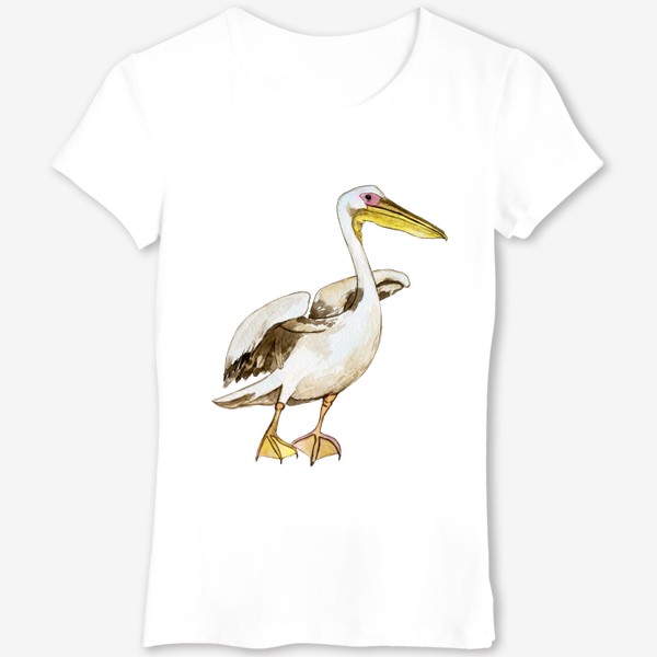 Футболка «Белый пеликан акварель»