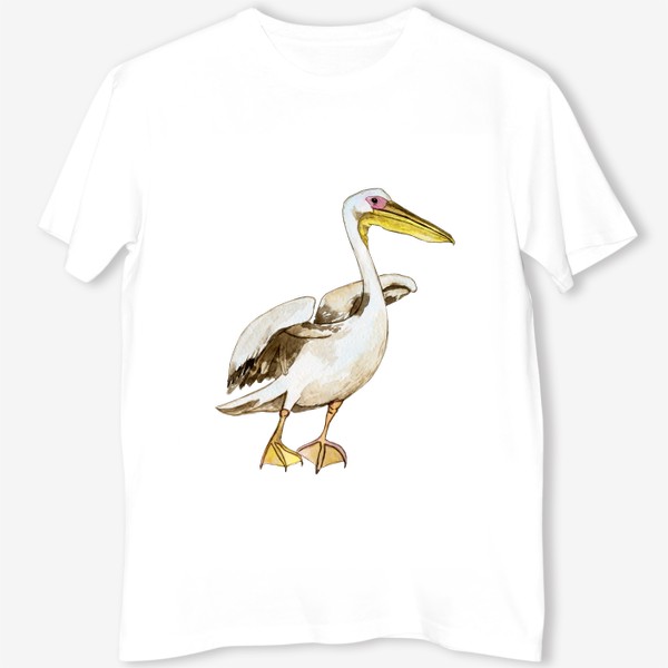 Футболка «Белый пеликан акварель»