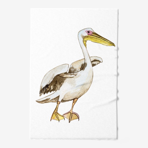 Полотенце «Белый пеликан акварель»