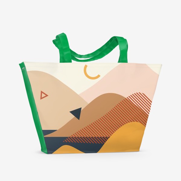 Пляжная сумка «Абстракция острова, горы в море»