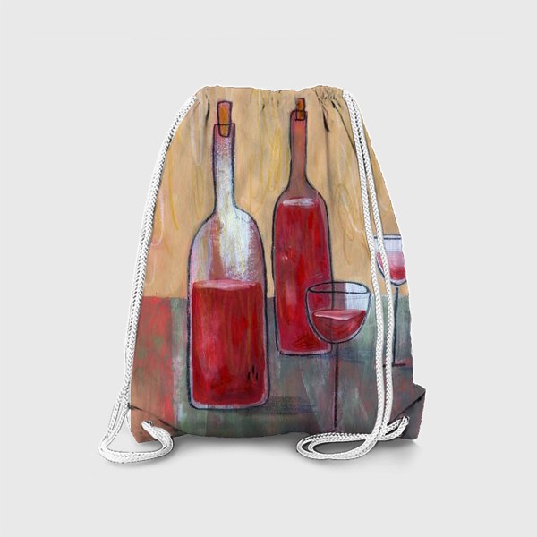 Рюкзак «Вино и бокалы. Акрил, гуашь. Смешанная техника.»