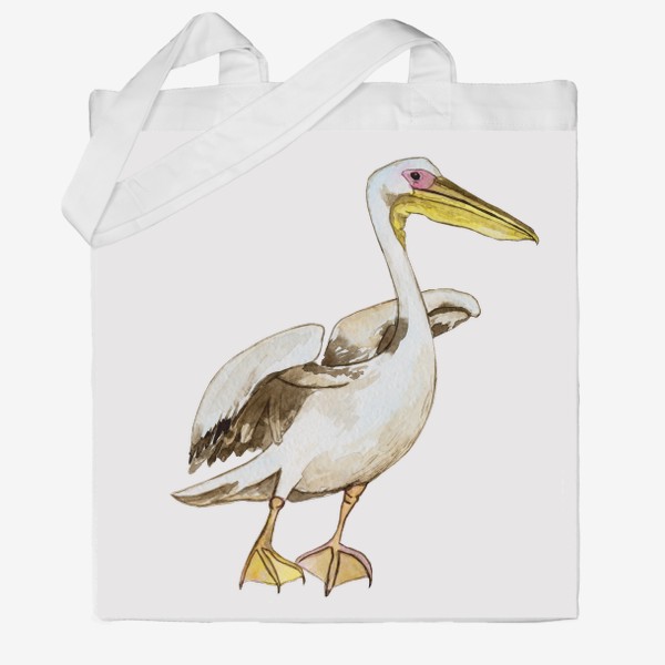Сумка хб «Белый пеликан акварель»