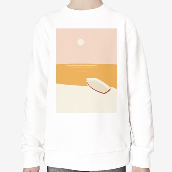 Свитшот «Абстракция пляж, море, лодка и солнце»