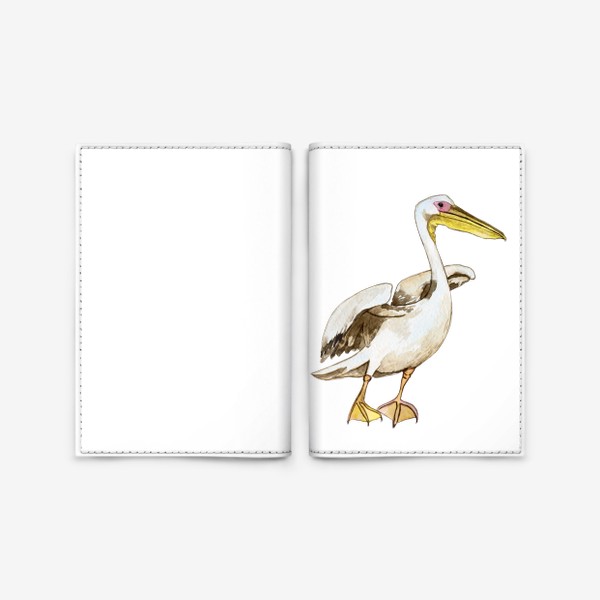 Обложка для паспорта &laquo;Белый пеликан акварель&raquo;