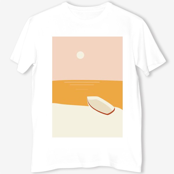 Футболка «Абстракция пляж, море, лодка и солнце»