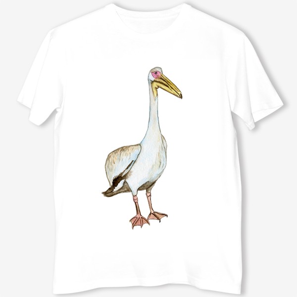 Футболка «Акварельный белый пеликан птица»